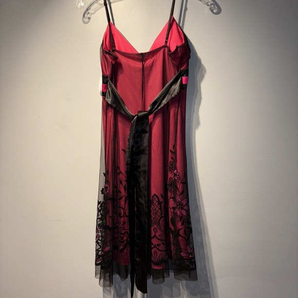 VTG Burgundy Black Sheer Slip Dress Spaghetti Straps Whimsigoth Babydoll Fairy S - Picture 4 of 14